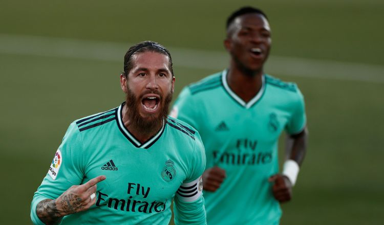 Sergio Ramos festeja su gol ante Leganés. Foto:EFE