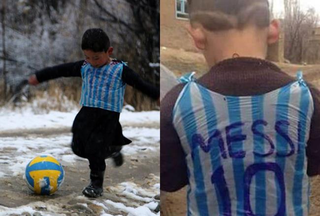 El niño afgano de la camiseta de plástico de Leo Messi teme a los talibanes