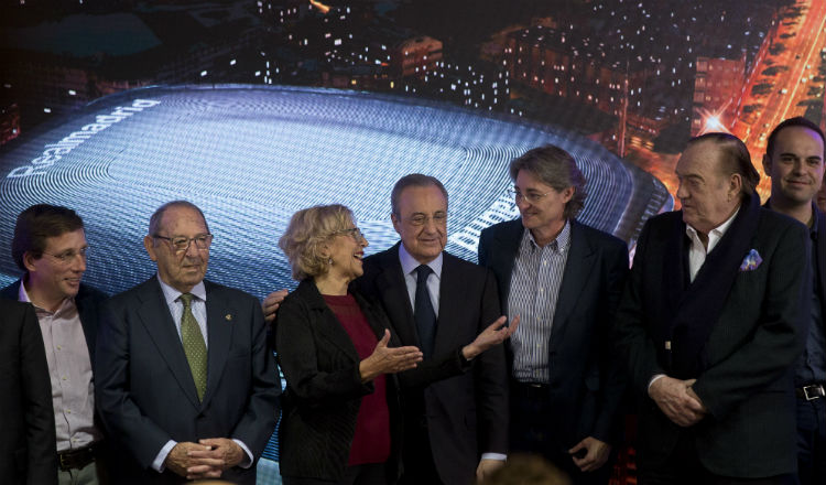 Florentino Pérez en la presentación del nuevo proyecto. Foto AP